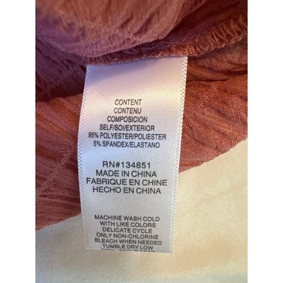 WAYF Women’s Crop Long Sleeve Textured Peasant BOHO Blouse Roast Brown Size M - Picture 4 of 8